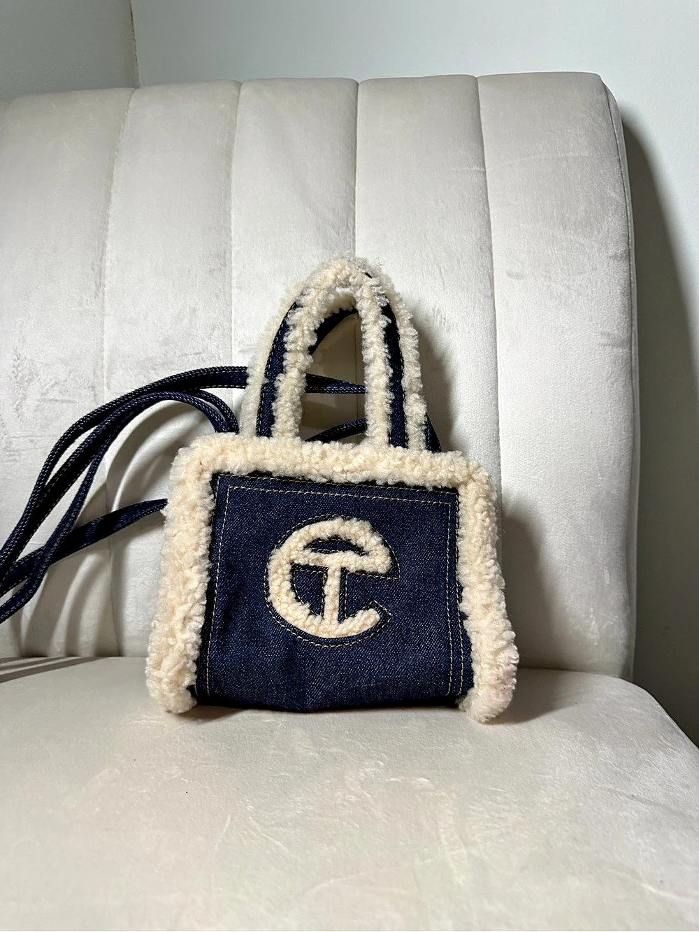 Teflar x UGG Mini Sherpa Trim Bag in Blue & Cream Like New